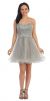 Strapless Lace Bust Short Babydoll Homecoming Party Dress in Silver